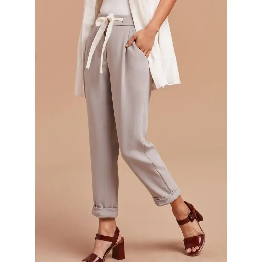 Aritzia Wilfred Allant Pants Cropped Crepe Trousers Casual Summer Boho Sz 4